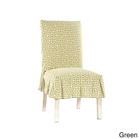 Roman Key Short Pleated Dining Chair Slipcover