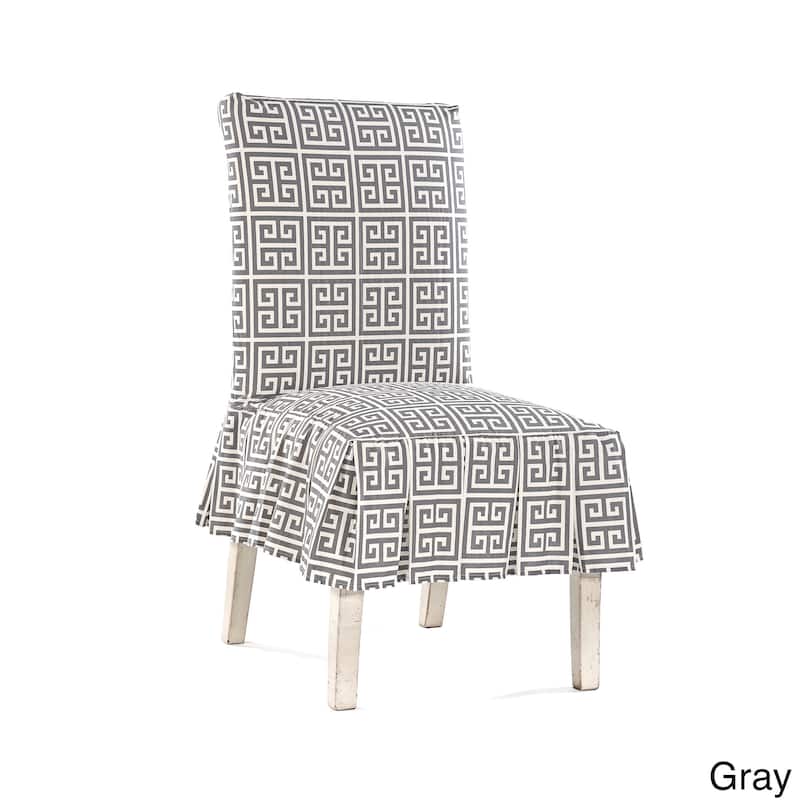 Roman Key Short Pleated Dining Chair Slipcover - Grey