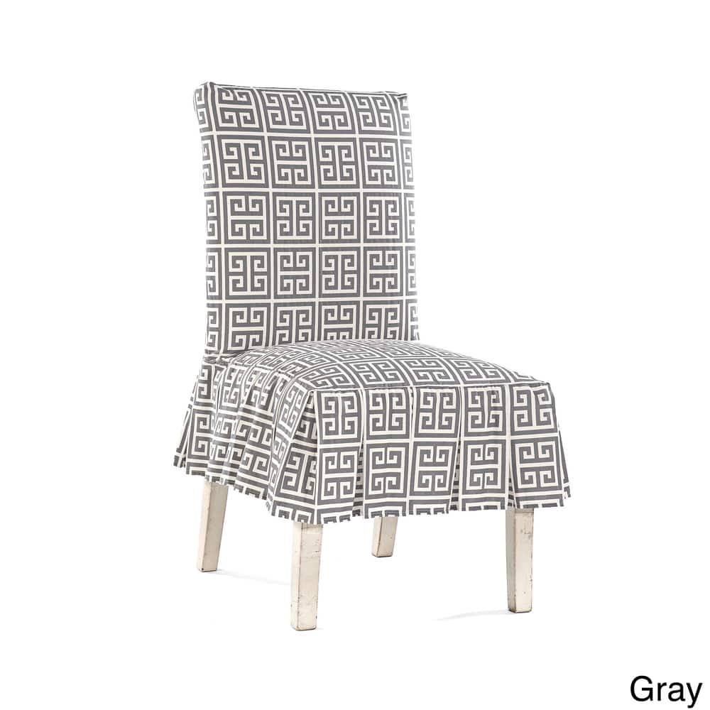Roman Key Short Pleated Dining Chair Slipcover