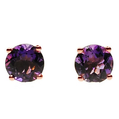Kabella 14k Rose Gold Round Amethyst Stud Earring Free Kabella 14k Rose Gold Round Amethyst Stud Earring