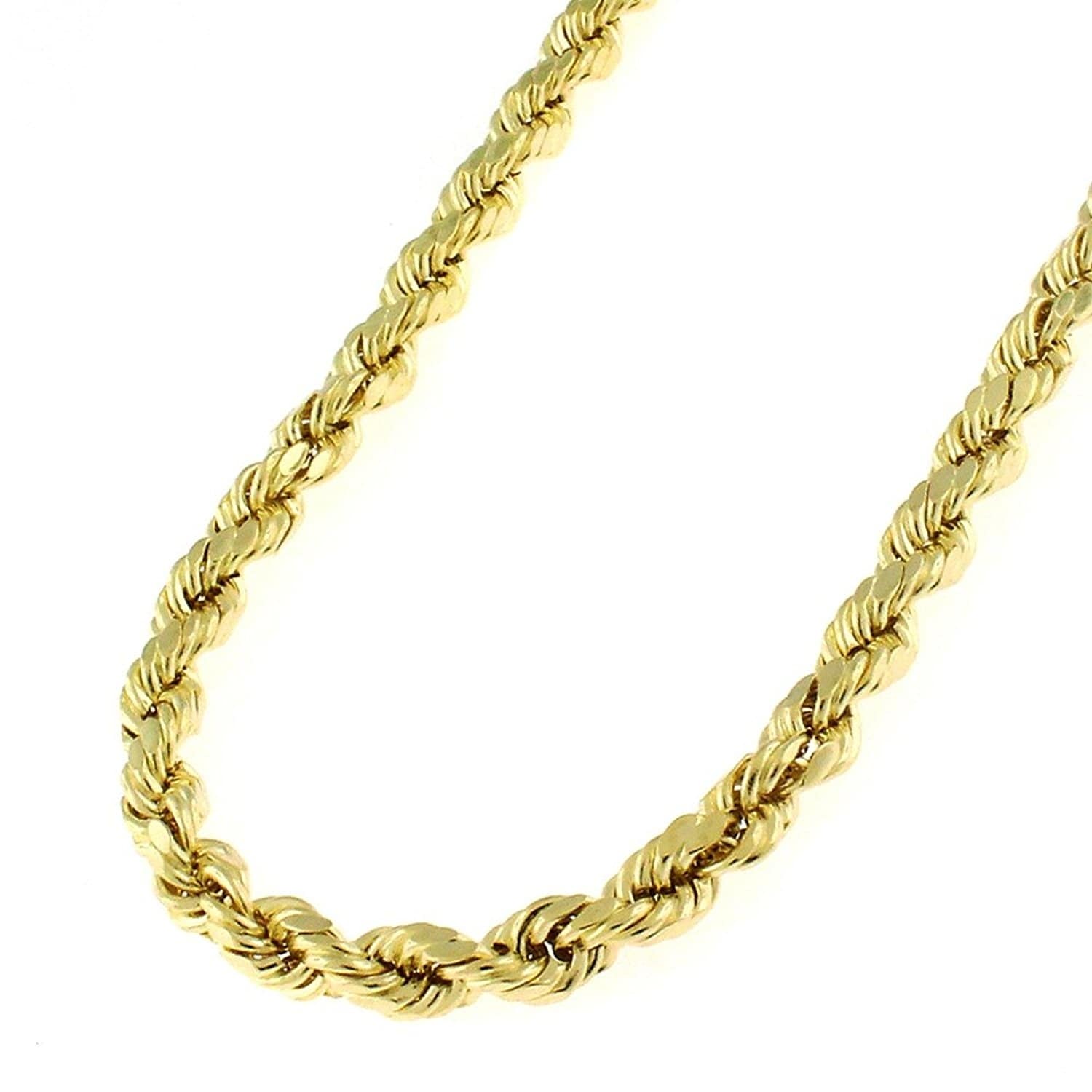 Shop K Yellow Gold Mm Hollow Rope Diamond Cut Link Twisted Chain