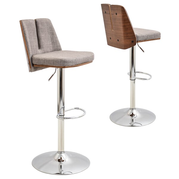 Varzi Midcentury Modern Walnut Finished Adjustable Bar Stool Free