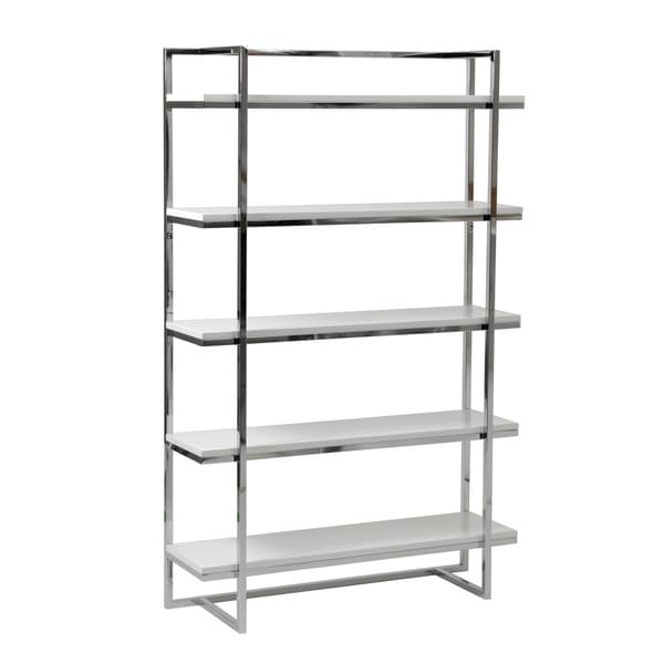 Gilbert 5-Shelf Unit - White Lacquer/Chrome