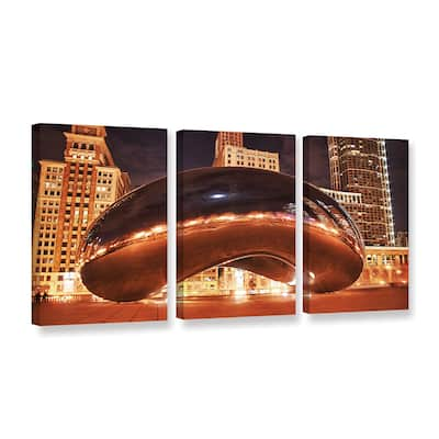 ArtWall 'Dan Wilson's The Bean II' 3-piece Gallery Wrapped Canvas Set - Brown