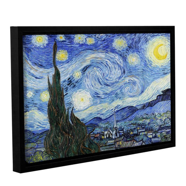 ArtWall 'Vincent van Gogh's Starry Night (Lighter version)' Gallery Wrapped  Floater-framed Canvas - Bed Bath & Beyond - 11370495