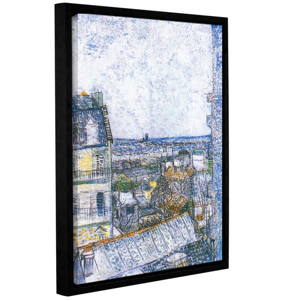 slide 1 of 3, ArtWall 'Vincent van Gogh's Wall Paris From Vincent's Room' Gallery Wrapped Floater-framed Canvas