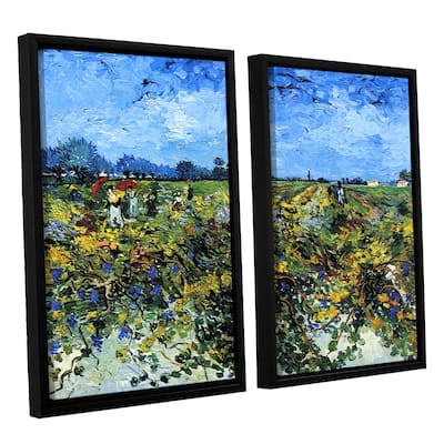 ArtWall 'Vincent van Gogh's Green Vineyard' 2-piece Floater Framed Canvas Set