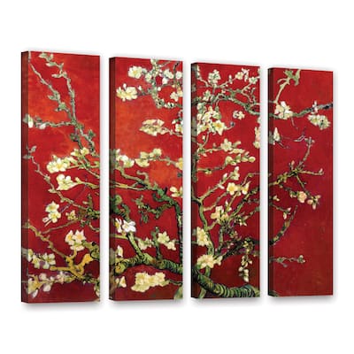 ArtWall 'Vincent van Gogh's Red Blossoming Almond Tree' 4-piece Gallery Wrapped Canvas Set