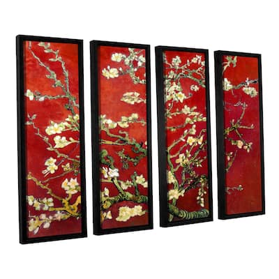 ArtWall 'Vincent van Gogh's Red Blossoming Almond Tree' 4-piece Floater Framed Canvas Set