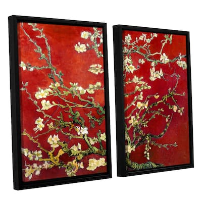 ArtWall 'Vincent van Gogh's Red Blossoming Almond Tree' 2-piece Floater Framed Canvas Set