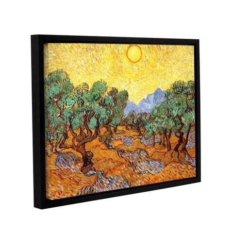 ArtWall 'Vincent van Gogh's Olive Trees with Yellow Skies and Sun' Gallery Wrapped Floater-framed Canvas