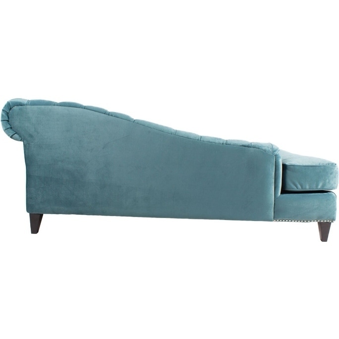 Shop Aurelle Home Velvet Blue Meredith Chaise Sofa Free Shipping