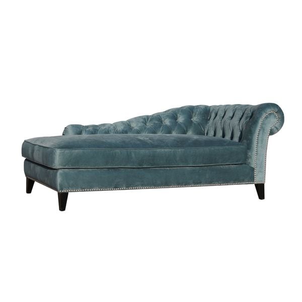 Shop Aurelle Home Velvet Blue Meredith Chaise Sofa On Sale