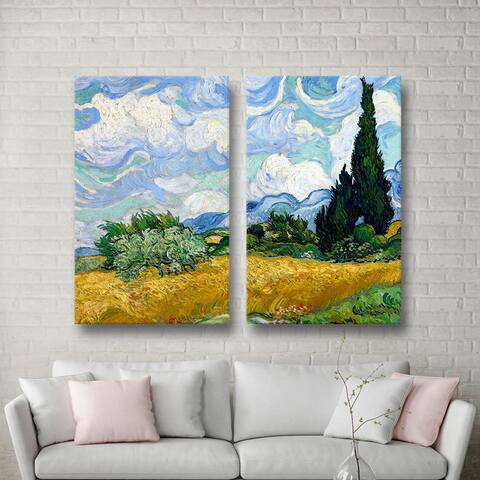 ArtWall 'Vincent van Gogh's Wheatfield with Cypresses' 3-piece Gallery Wrapped Canvas Set