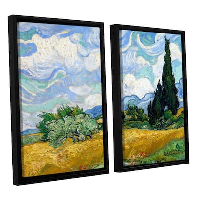 ArtWall 'Vincent van Gogh's Wheatfield with Cypresses' 2-piece Floater Framed Canvas Set