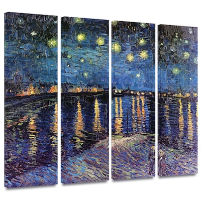 ArtWall 'Vincent van Gogh's Starry Night Over the Rhone' 4-piece Gallery Wrapped Canvas Set