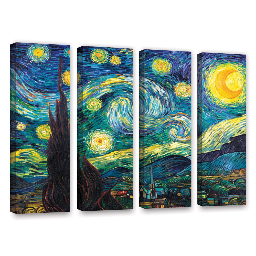 Asnieres Floater Framed Canvas Artwork 24 x 32 ArtWall 4 Piece Vincent Vangoghs Fishing in Spring The Pont De Clichy