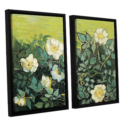 ArtWall Vincent van Gogh's Wild Roses, 2 Piece Floater Framed Canvas Set