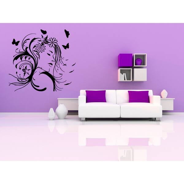 Beautiful hair Butterfly Girl Wall Art Sticker Decal - Overstock - 11371472