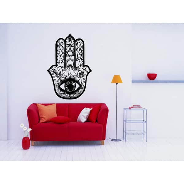 Wall Vinyl Decal Yoga Hamsa Eye Amulet Buddhism Home Interior Decor Un - Foto 3
