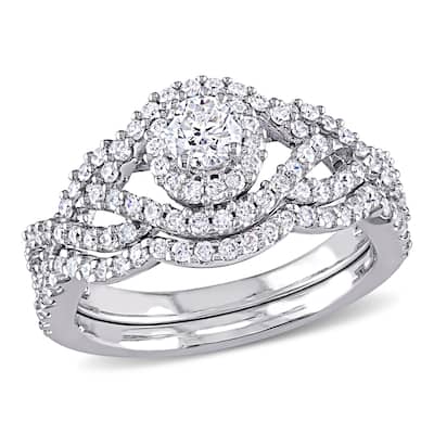 Miadora Signature Collection 14k White Gold 1ct TDW Diamond Bridal Ring Set