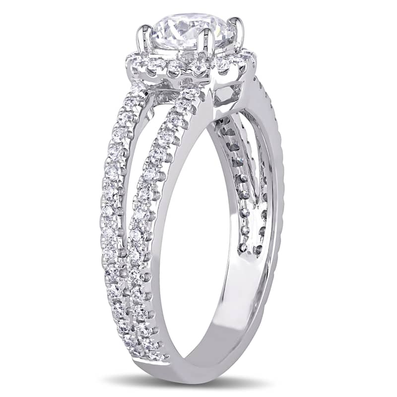 Miadora Signature Collection 14k White Gold 1 1/3ct TDW Diamond Halo Engagement Ring