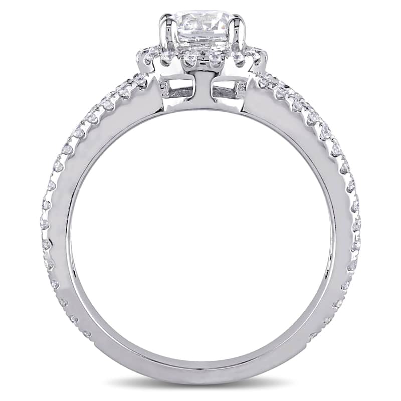 Miadora Signature Collection 14k White Gold 1 1/3ct TDW Diamond Halo Engagement Ring