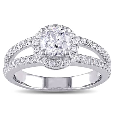 Miadora Signature Collection 14k White Gold 1 1/3ct TDW Diamond Halo Engagement Ring