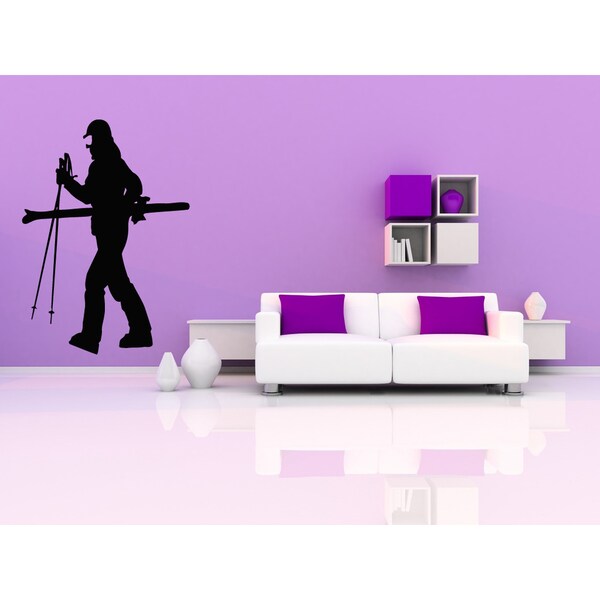 Shop Ski Mountains alpine skiing Sport Girl skier Wall Art Sticker