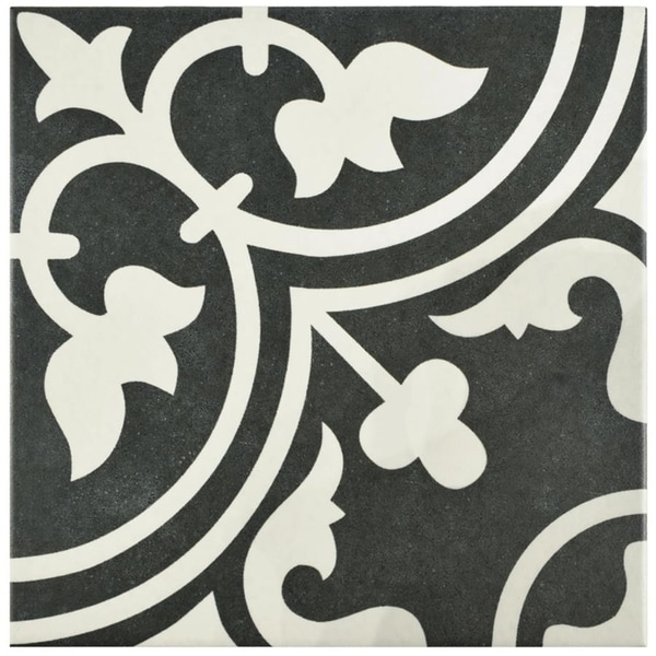 SomerTile 9.75x9.75-inch Art Black Porcelain Floor and Wall Tile (16 tiles/10.76 sqft.)
