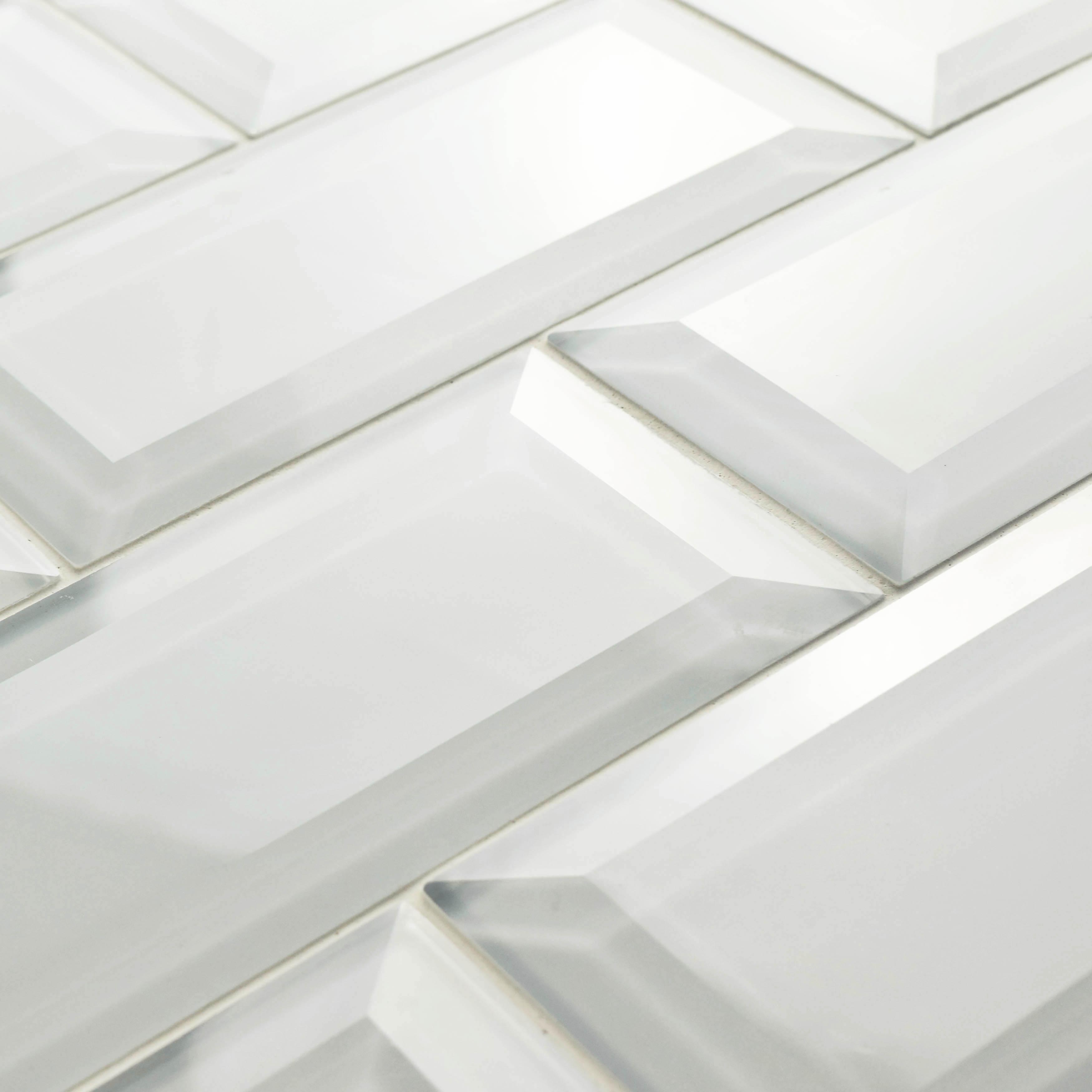Somertile 2 875x5 875 Inch Reflections Beveled Ice White Inch Reflections Beveled Ice White