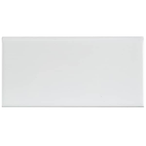 SomerTile 3x6-inch Malda Subway Glossy White Ceramic Bullnose Wall Tile
