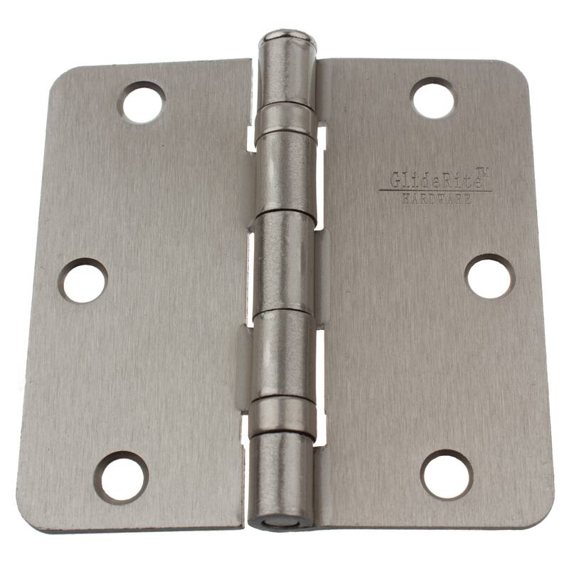 GlideRite 3.5-inch Ball Bearing Door Hinges 0.25-inch Radius Corners Satin Nickel (Pack of 12 or 24)