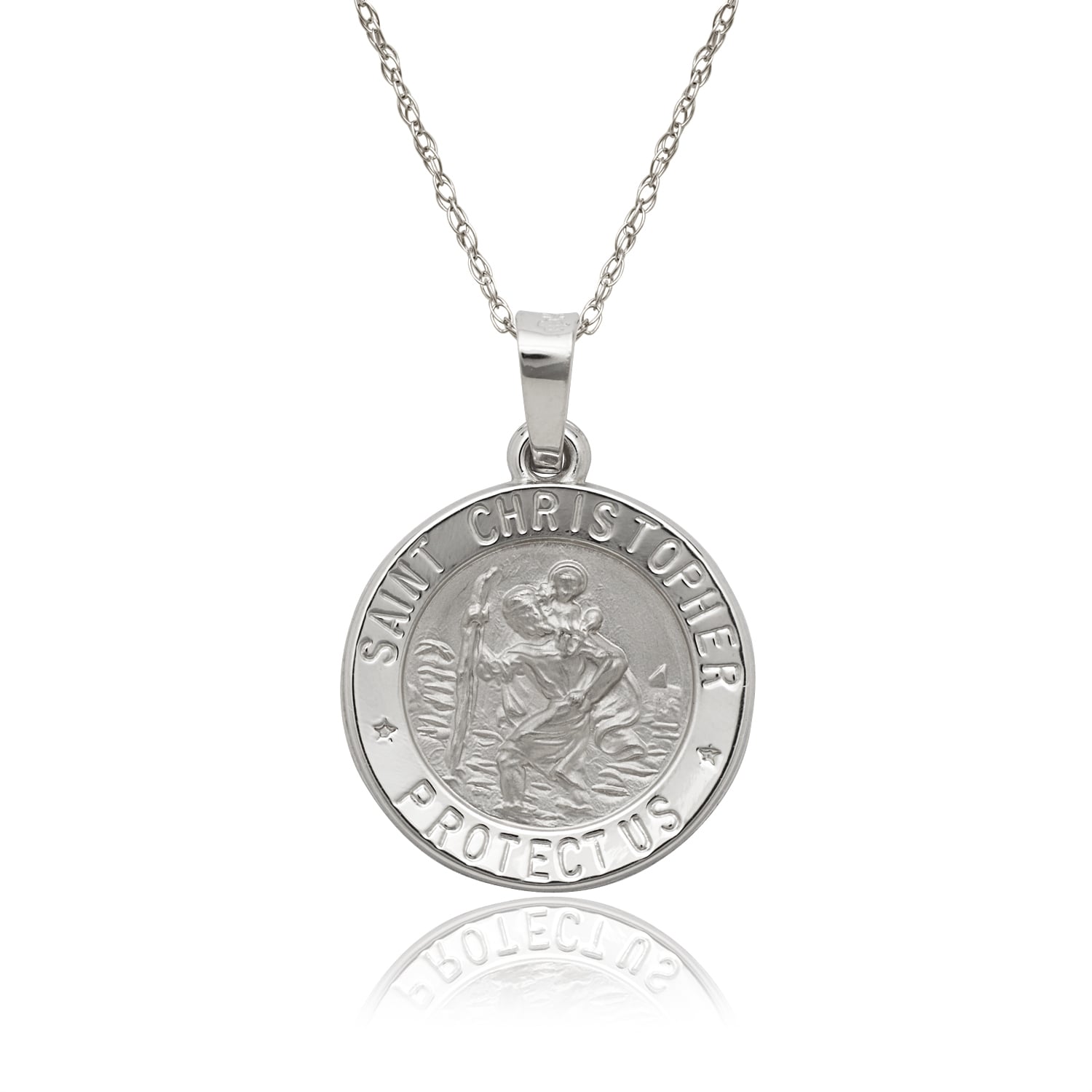 white gold st christopher medal