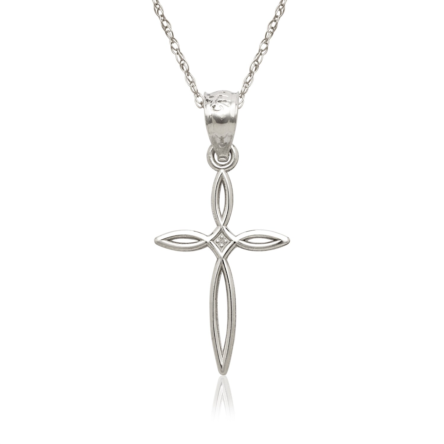 14K White Gold Passion Cross Charm