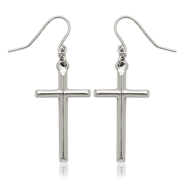 White gold dangle cross earrings White gold dangle cross earrings