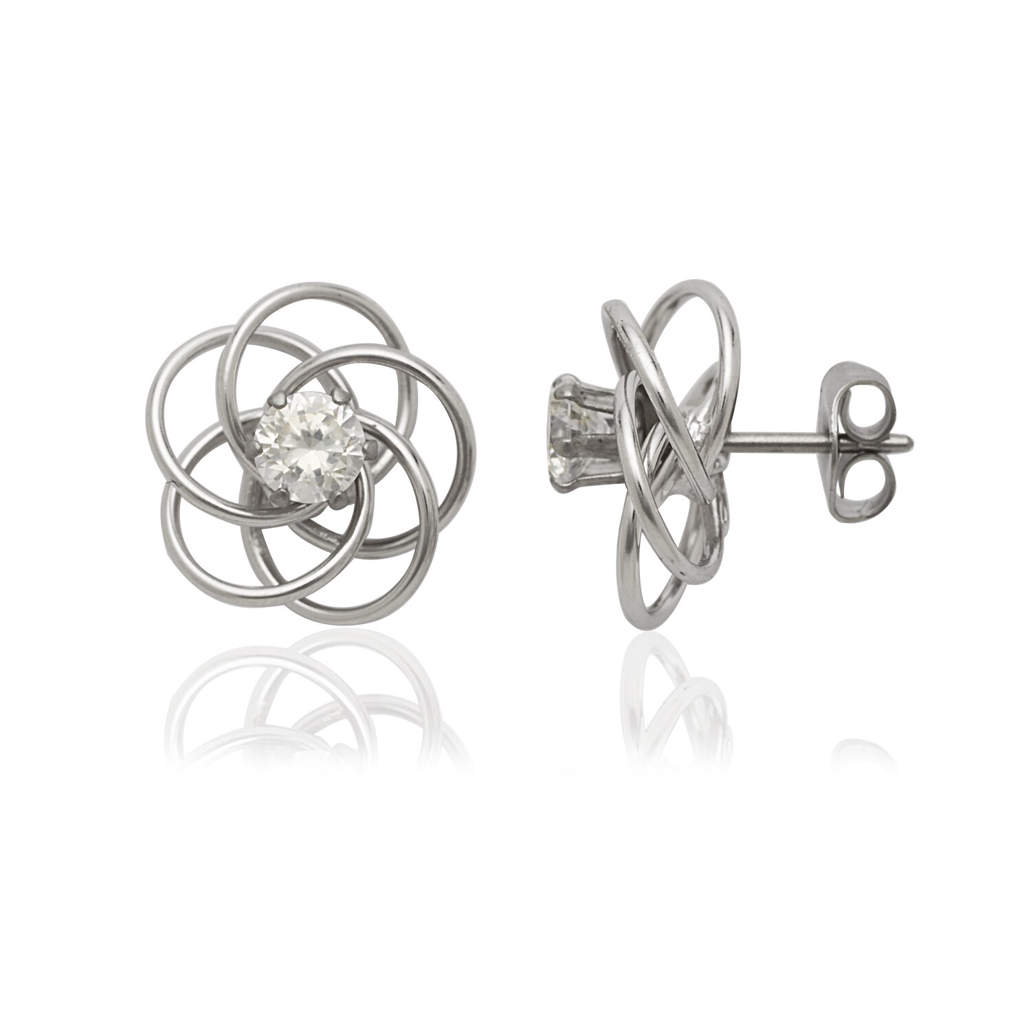 Sterling Silver 4mm x 34 Hoop Earrings and a pair of 4mm CZ Stud Earrings