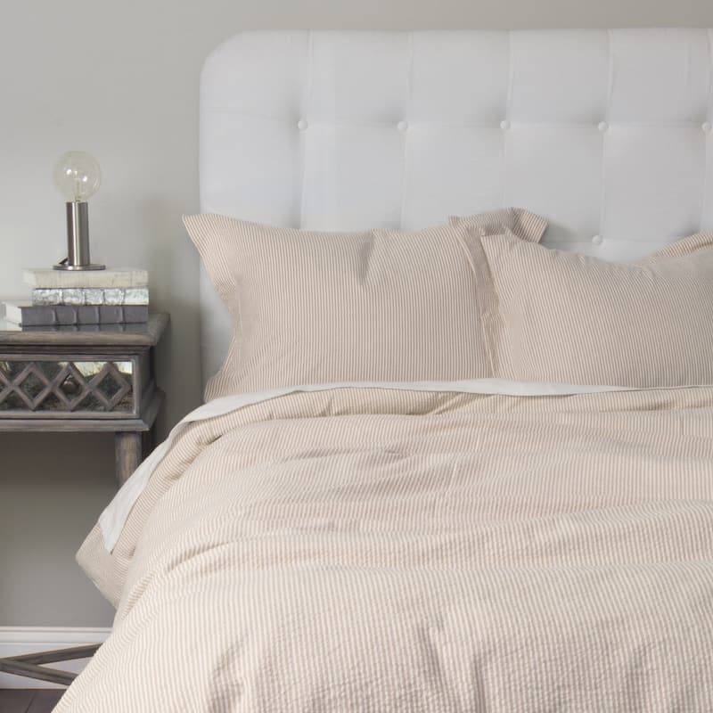 Connie Taupe Cotton Seersucker Duvet Cover
