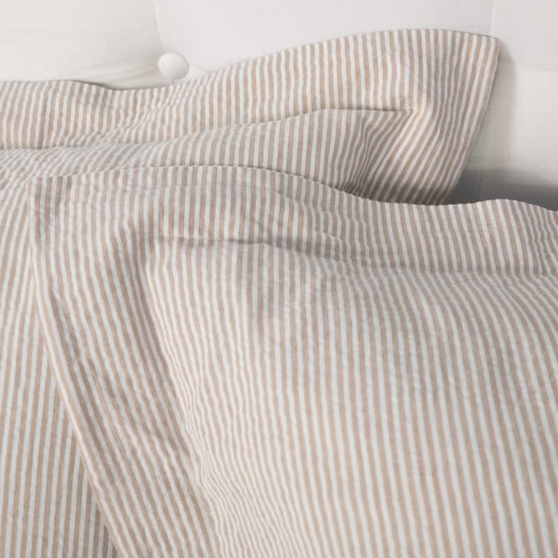 Connie Taupe Cotton Seersucker Duvet Cover