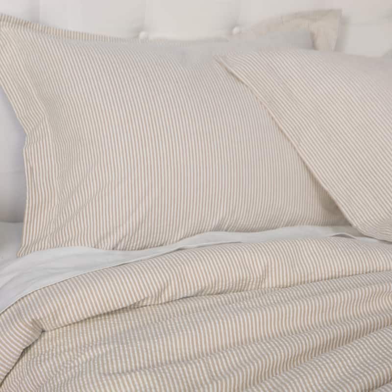 Connie Taupe Cotton Seersucker Duvet Cover