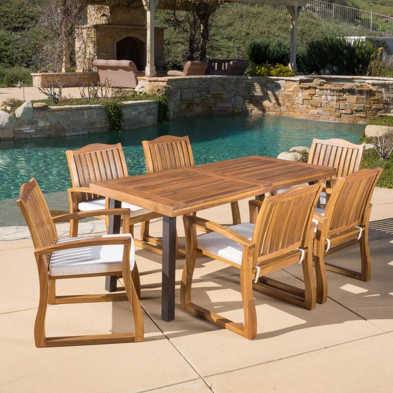 Della Outdoor 7-piece Wood Dining Set by Christopher Knight Home