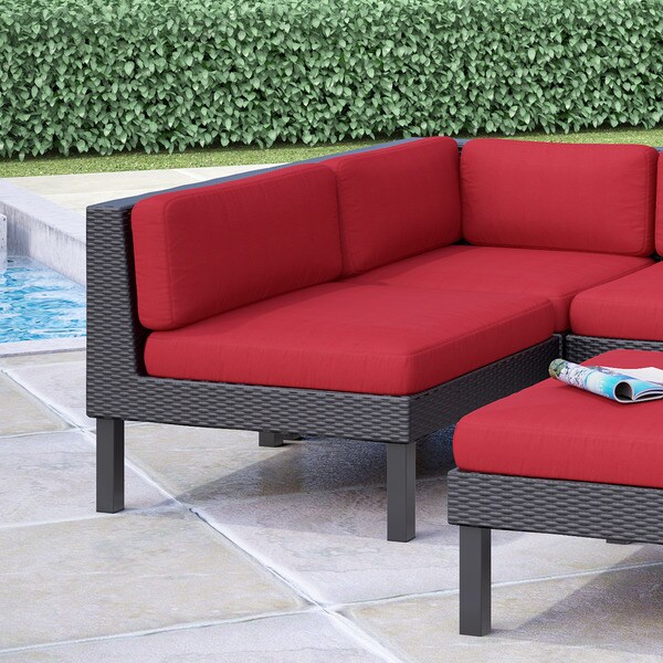 Oakland Patio Middle Seat In Textured Black Weave Red Cushions Oakland Patio Middle Seat In Textured Black Weave Red Cushions