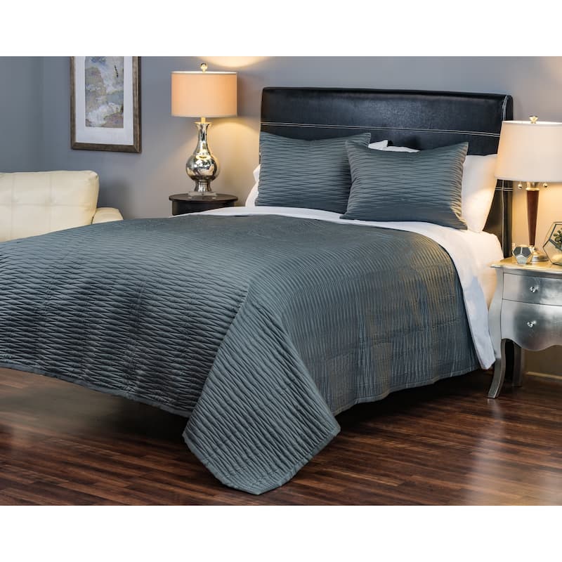 Parker Quilt Set by Rizzy Home - Charcoal - Queen