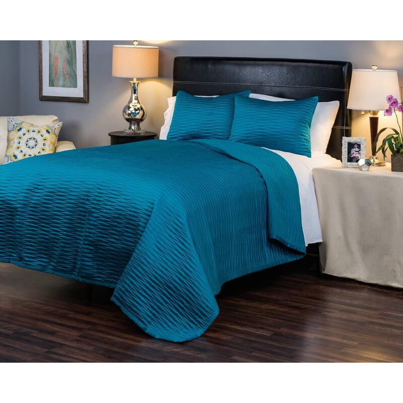 Parker Quilt Set by Rizzy Home - Teal - Queen