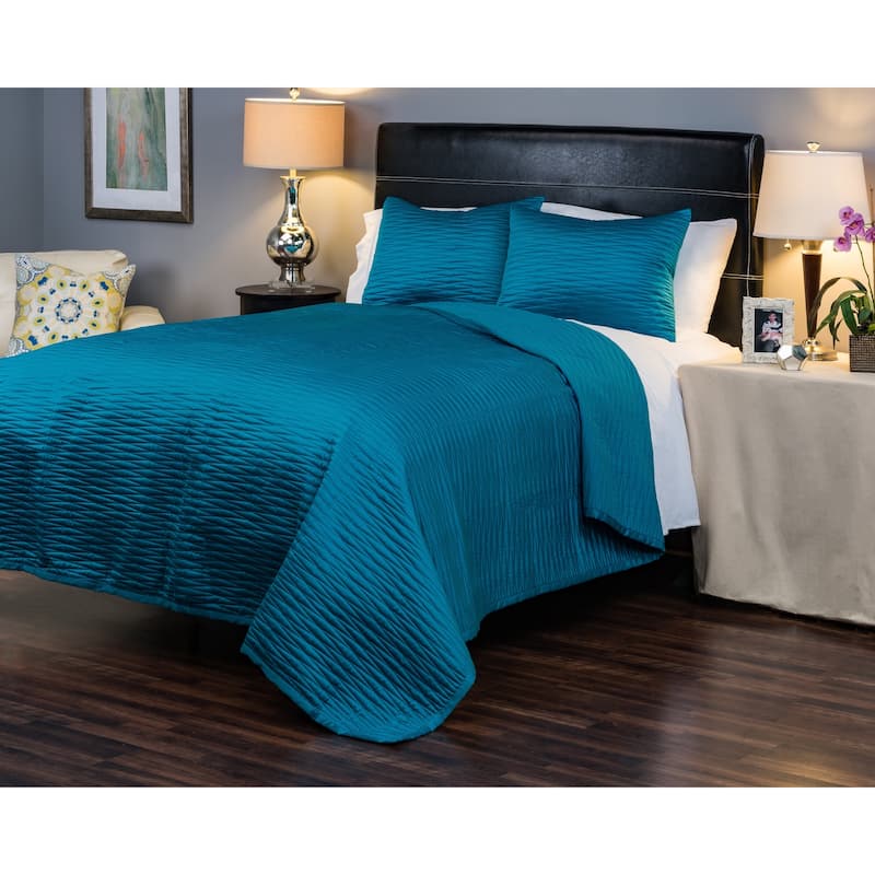 Parker Quilt Set by Rizzy Home - Teal - Queen