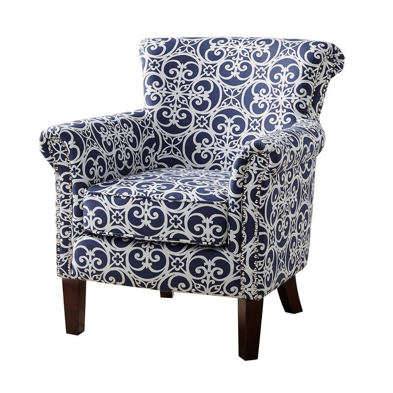 Madison Park Miri Navy/White Tight Back Club Chair
