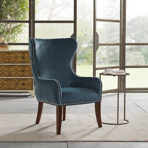 Shop Madison Park Irvine Slate Blue Button Tufted Back Accent Chair