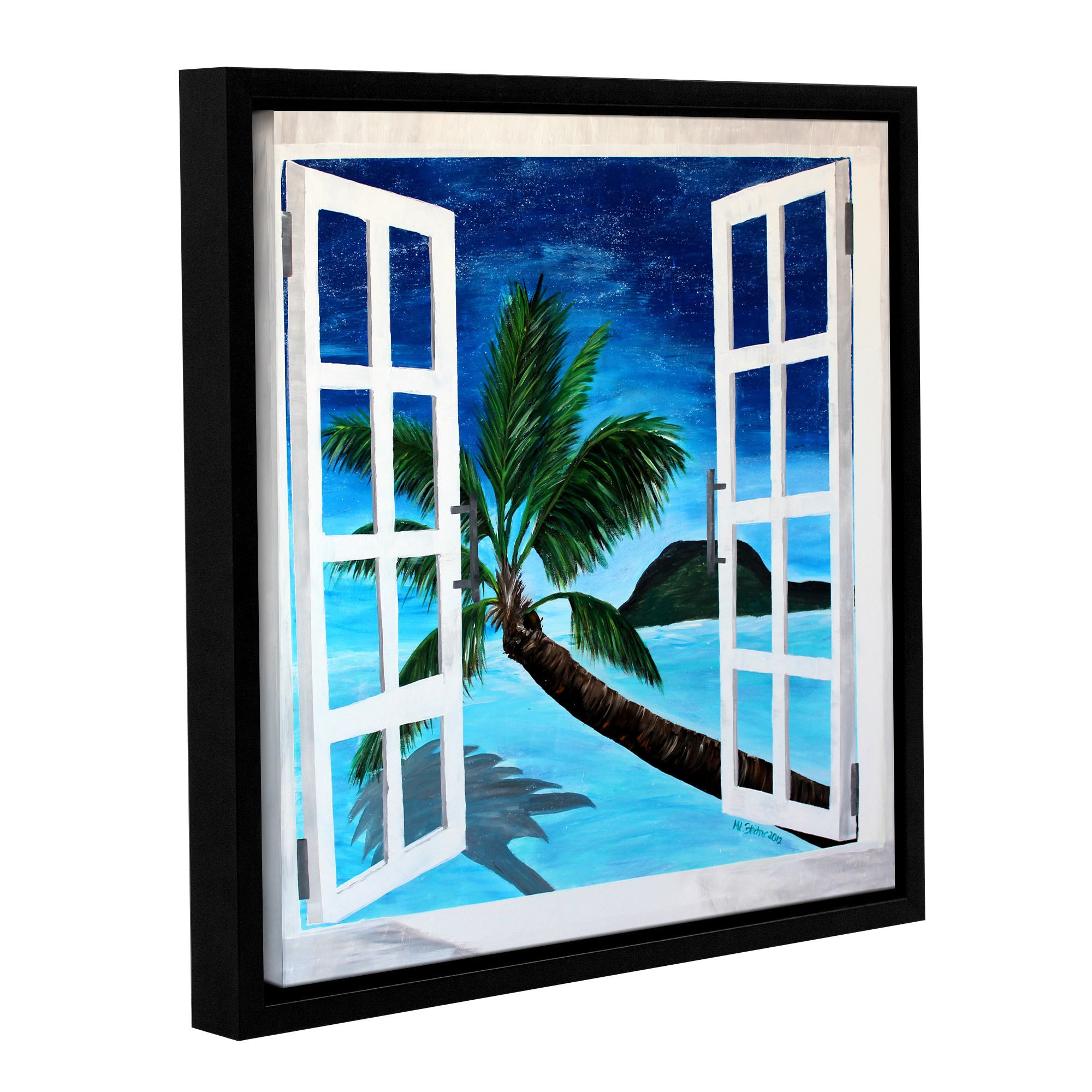 Shop Artwall Marcus Martina Bleichner S Palm View Window Gallery Wrapped Floater Framed Canvas Multi Overstock 11375350