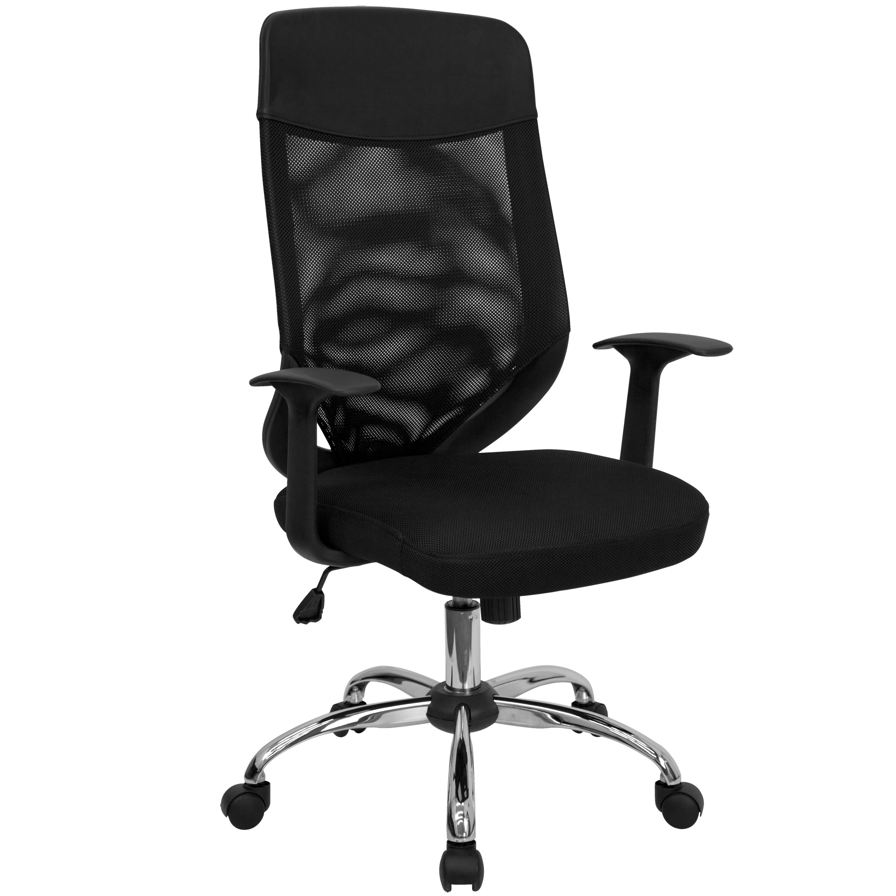 Elly Black Mesh Executive Swivel Adjustable Office Chair with Mesh Padded Seat and Nylon Headrest