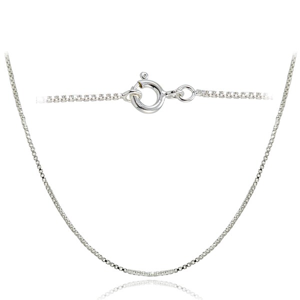 Mondevio High Polished 1mm Italian Box Chain Necklace in Lengths 16-30 Inches